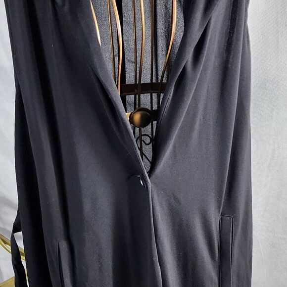 Patrizia Luca Milano Sheer Back Tie Back Sleeveless Notched Collar Long Vest - Picture 6 of 9